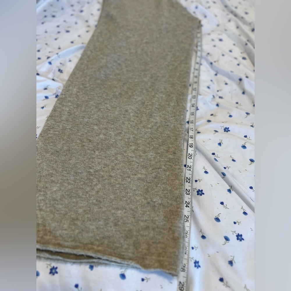 Zara tan knit Sz:M Fuzzy Wool blend Extra wide-leg lounge pants drawstring waist - Picture 4 of 10